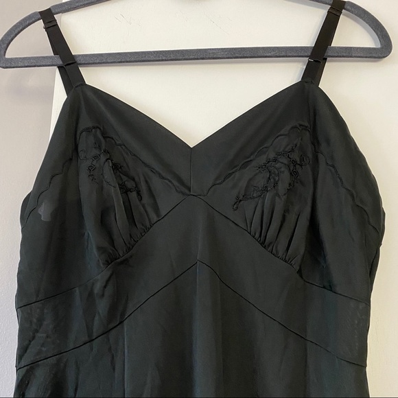Vintage Black Lingerie Embroidered Slip Dress - Picture 2 of 11